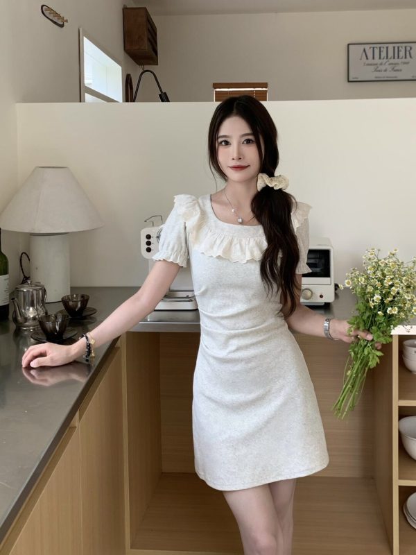 Petite Pear-Shaped French Half-Sleeve Dress - 2025 New Summer Style with Long Skirt for Effortless Elegance