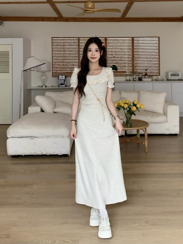 Petite Pear-Shaped French Half-Sleeve Dress - 2025 New Summer Style with Long Skirt for Effortless Elegance
