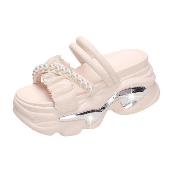Petite Summer Open-Toe Platform Sandals - Comfortable Thick-Soled Wrinkled Design for Women - Versatile Casual Footwear