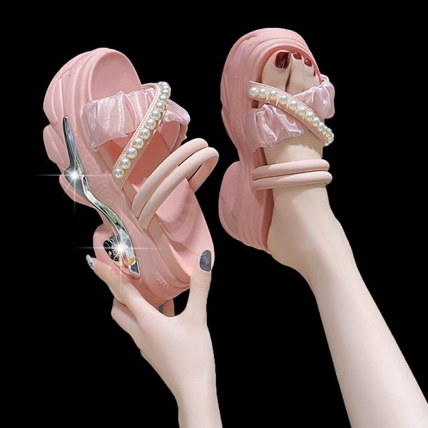 Petite Summer Open-Toe Platform Sandals - Comfortable Thick-Soled Wrinkled Design for Women - Versatile Casual Footwear