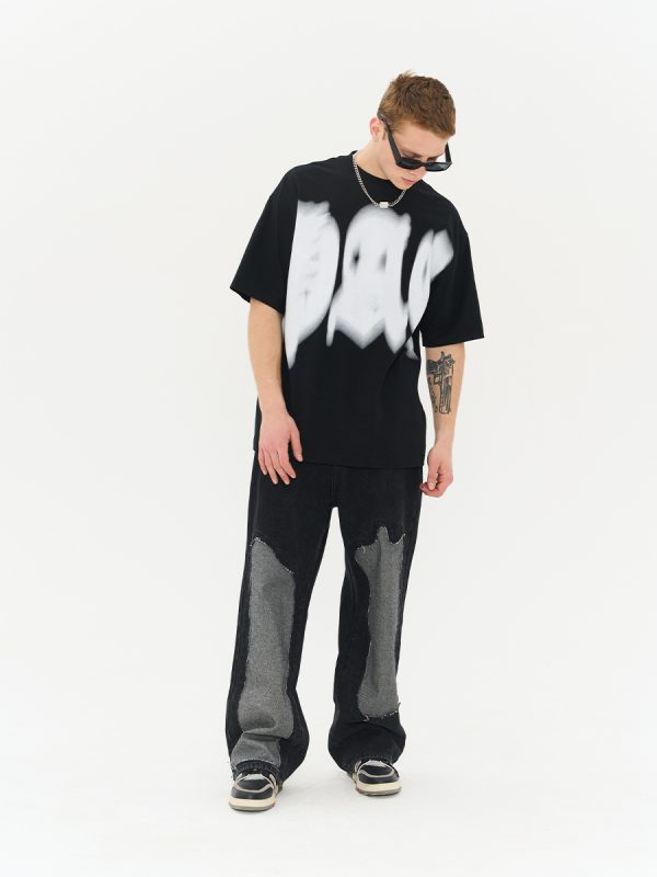 Phantom Gothic Street Style Loose Round Neck Short Sleeve T-Shirt - Trendy Urban Fashion, Y2K Aesthetic, Comfortable Fit