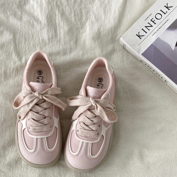 Pink Niche Design Training Board Shoes for Women - Casual Sports Shoes for Spring and Autumn 2025, Trendy Little White Sneakers