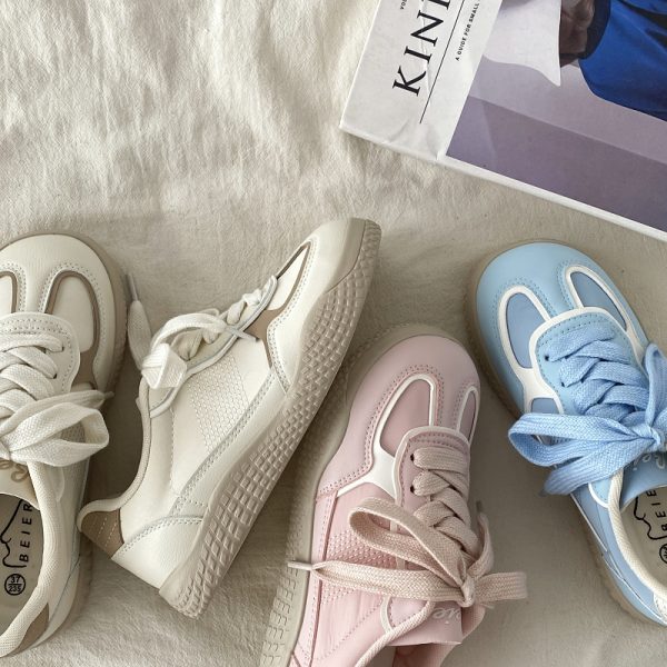 Pink Niche Design Training Board Shoes for Women - Casual Sports Shoes for Spring and Autumn 2025, Trendy Little White Sneakers