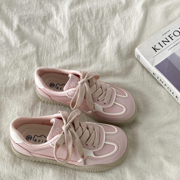 Pink Niche Design Training Board Shoes for Women - Casual Sports Shoes for Spring and Autumn 2025, Trendy Little White Sneakers