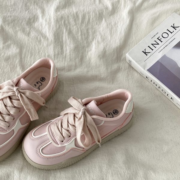 Pink Niche Design Training Board Shoes for Women - Casual Sports Shoes for Spring and Autumn 2025, Trendy Little White Sneakers