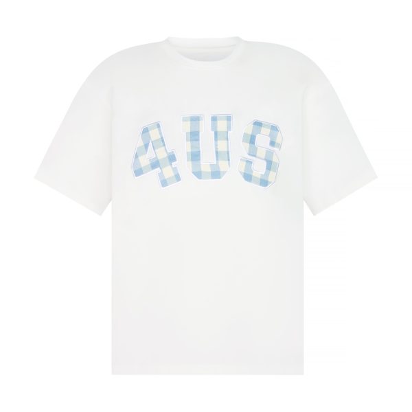 Plaid Patch Embroidery Loose Base T-Shirt for Couples - Spring Summer National Trend Short Sleeve Top