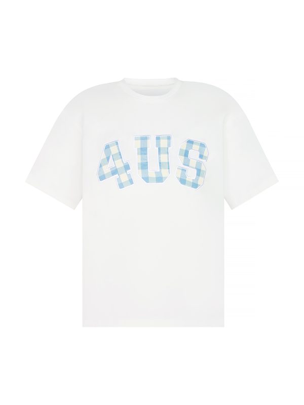 Plaid Patch Embroidery Loose Base T-Shirt for Couples - Spring Summer National Trend Short Sleeve Top