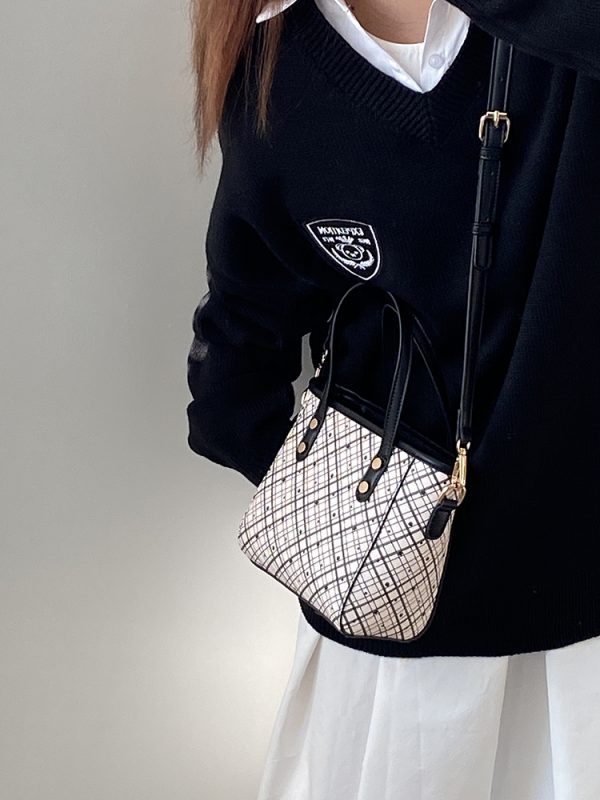 Plaid Vegetable Basket Handbag for Women - Versatile Shoulder Crossbody Small Bag, 2025 Niche Design