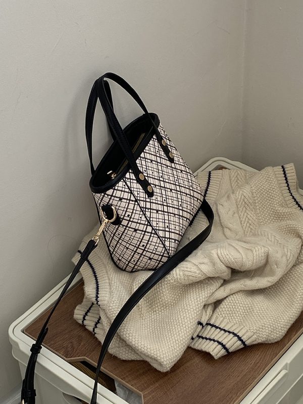 Plaid Vegetable Basket Handbag for Women - Versatile Shoulder Crossbody Small Bag, 2025 Niche Design