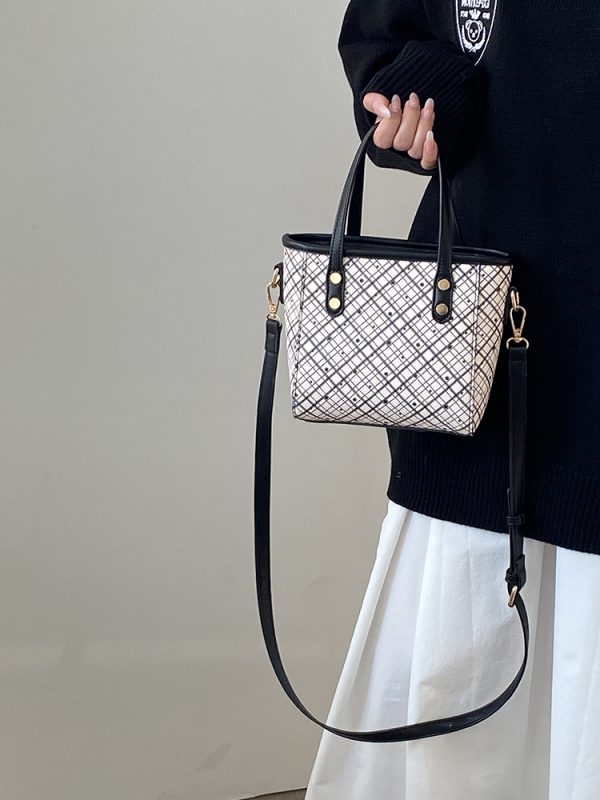 Plaid Vegetable Basket Handbag for Women - Versatile Shoulder Crossbody Small Bag, 2025 Niche Design