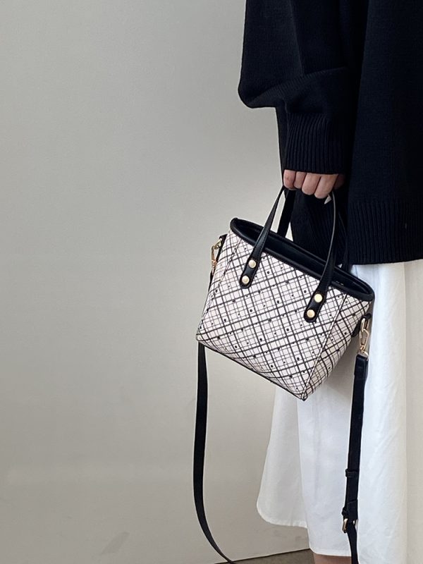 Plaid Vegetable Basket Handbag for Women - Versatile Shoulder Crossbody Small Bag, 2025 Niche Design