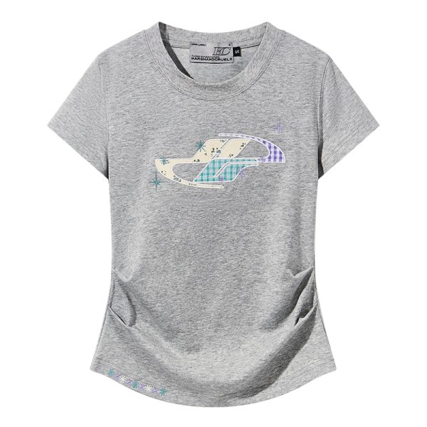 Playful Patchwork Floral Embroidered Loose Short-Sleeve T-Shirt - Energetic National Trend Couple Style, Perfect for Y2K Fashion