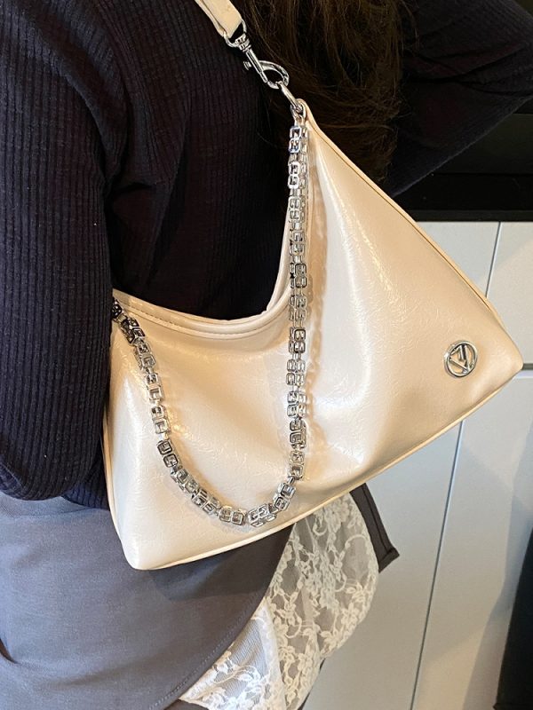 Pleated Crackle Texture Underarm Bag - Simple Versatile Large Capacity Shoulder Bag for Spring 2025 Fashion