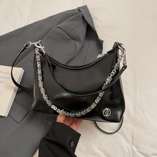 Pleated Crackle Texture Underarm Bag - Simple Versatile Large Capacity Shoulder Bag for Spring 2025 Fashion
