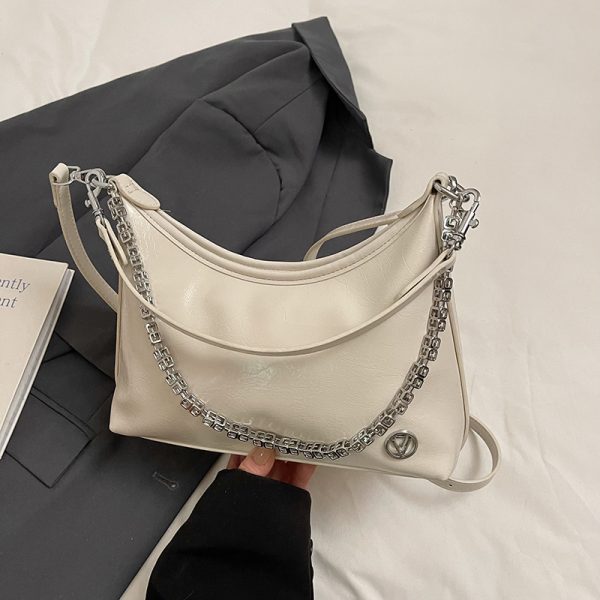 Pleated Crackle Texture Underarm Bag - Simple Versatile Large Capacity Shoulder Bag for Spring 2025 Fashion