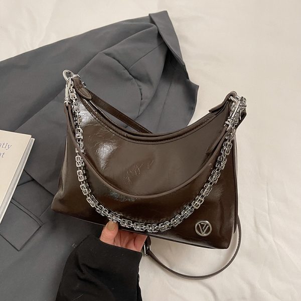 Pleated Crackle Texture Underarm Bag - Simple Versatile Large Capacity Shoulder Bag for Spring 2025 Fashion