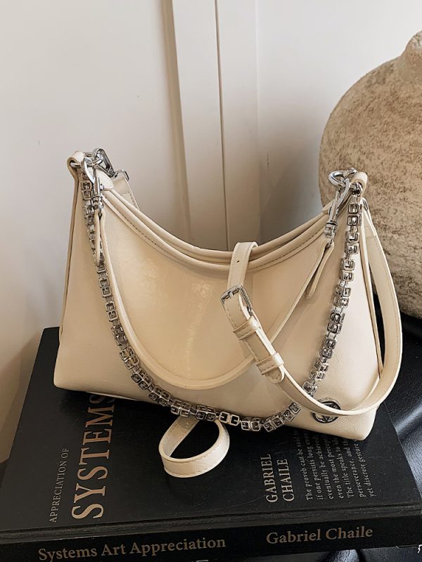 Pleated Crackle Texture Underarm Bag - Simple Versatile Large Capacity Shoulder Bag for Spring 2025 Fashion