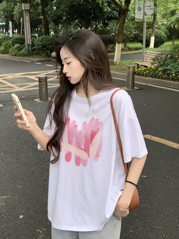 Plus Size American Retro Cotton Short Sleeve T-Shirt for Men & Women, Loose Oversized Black Couple Top - Y2K Style