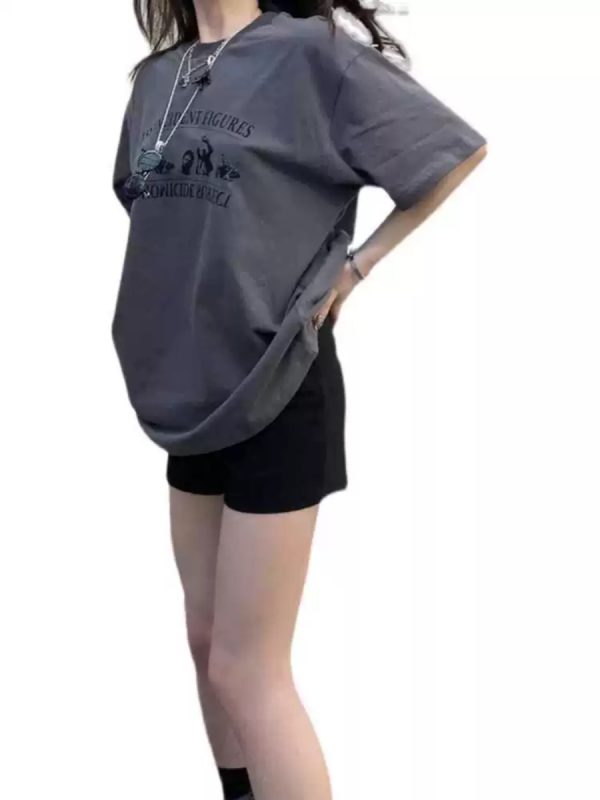 Plus-Size American Retro Cotton Short-Sleeve T-Shirt for Women - Oversized Loose Fit Summer Top, Casual Y2K Style