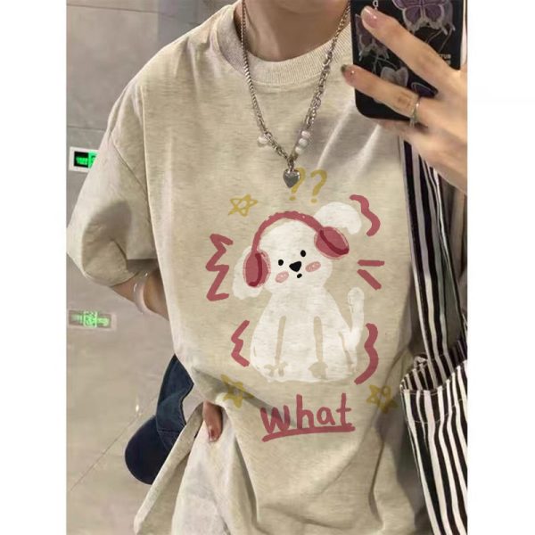 Plus Size American Retro High Street Short Sleeve T-Shirt for Women - Loose Fit, Chic Hong Kong Style, Niche Design