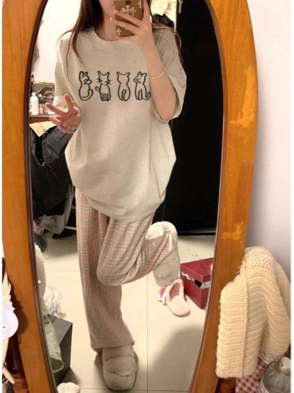 Plus Size Cartoon Fun Vintage Pure Cotton Short Sleeve T-Shirt for Couples - Unisex Loose Fit, Y2K Style, INS Trend