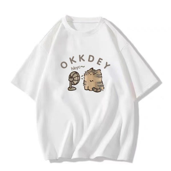 Plus-Size Cotton Short-Sleeve T-Shirt for Couples, Loose Fit with Drop Shoulder, Unique American Style, Casual Weekend Wear