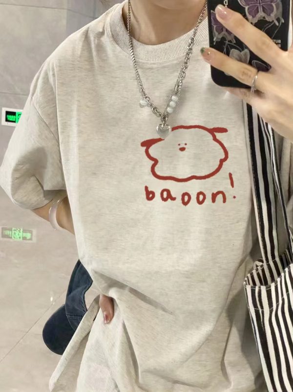 Plus Size Cotton Short Sleeve T-Shirt for Men and Women, American Retro Loose Fit Couples Tee, Casual Everyday Style