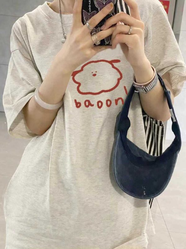 Plus Size Cotton Short Sleeve T-Shirt for Men and Women, American Retro Loose Fit Couples Tee, Casual Everyday Style