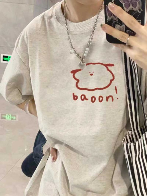 Plus Size Cotton Short Sleeve T-Shirt for Men and Women, American Retro Loose Fit Couples Tee, Casual Everyday Style