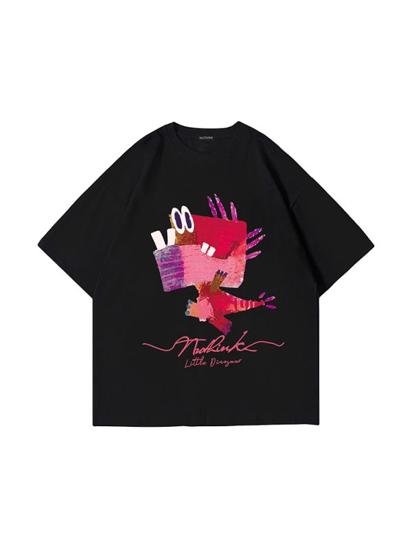 Plus Size Fun Cartoon Men's Trendy T-Shirt - Short Sleeve Summer Fashion for Big Size Men, 5-Point Sleeve Style