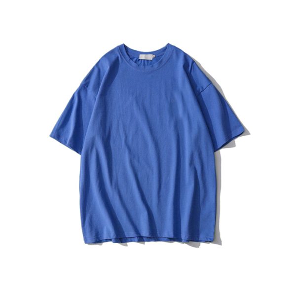 Plus Size Heavyweight Pure Cotton Short Sleeve T-Shirt for Women - Solid Color Unisex Base Tee, Perfect for Couple Outfits
