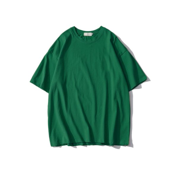 Plus Size Heavyweight Pure Cotton Short Sleeve T-Shirt for Women - Solid Color Unisex Base Tee, Perfect for Couple Outfits