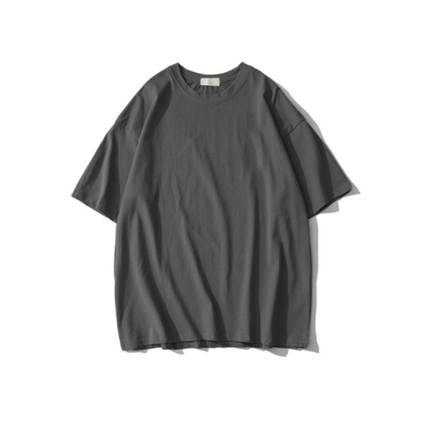 Plus Size Heavyweight Pure Cotton Short Sleeve T-Shirt for Women - Solid Color Unisex Base Tee, Perfect for Couple Outfits
