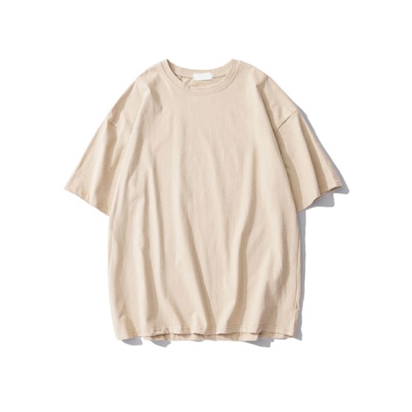 Plus Size Heavyweight Pure Cotton Short Sleeve T-Shirt for Women - Solid Color Unisex Base Tee, Perfect for Couple Outfits