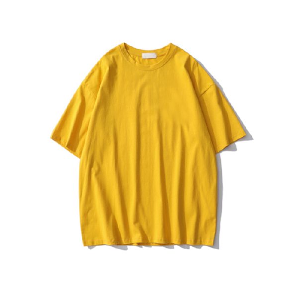 Plus Size Heavyweight Pure Cotton Short Sleeve T-Shirt for Women - Solid Color Unisex Base Tee, Perfect for Couple Outfits