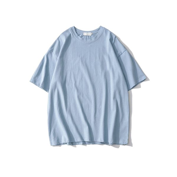 Plus Size Heavyweight Pure Cotton Short Sleeve T-Shirt for Women - Solid Color Unisex Base Tee, Perfect for Couple Outfits