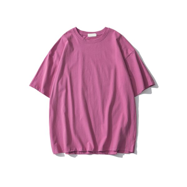 Plus Size Heavyweight Pure Cotton Short Sleeve T-Shirt for Women - Solid Color Unisex Base Tee, Perfect for Couple Outfits