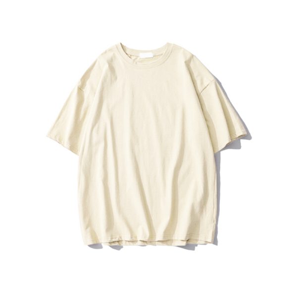 Plus Size Heavyweight Pure Cotton Short Sleeve T-Shirt for Women - Solid Color Unisex Base Tee, Perfect for Couple Outfits