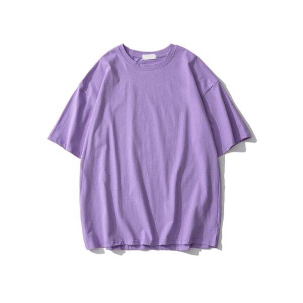 Plus Size Heavyweight Pure Cotton Short Sleeve T-Shirt for Women - Solid Color Unisex Base Tee, Perfect for Couple Outfits