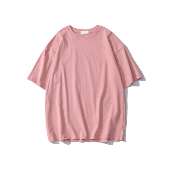 Plus Size Heavyweight Pure Cotton Short Sleeve T-Shirt for Women - Solid Color Unisex Base Tee, Perfect for Couple Outfits