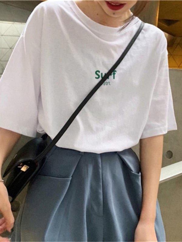 Plus Size Korean Style Loose Short Sleeve T-Shirt for Women, Harajuku Fashion, Cotton Half Sleeve Top, Trendy Y2K Ins Style