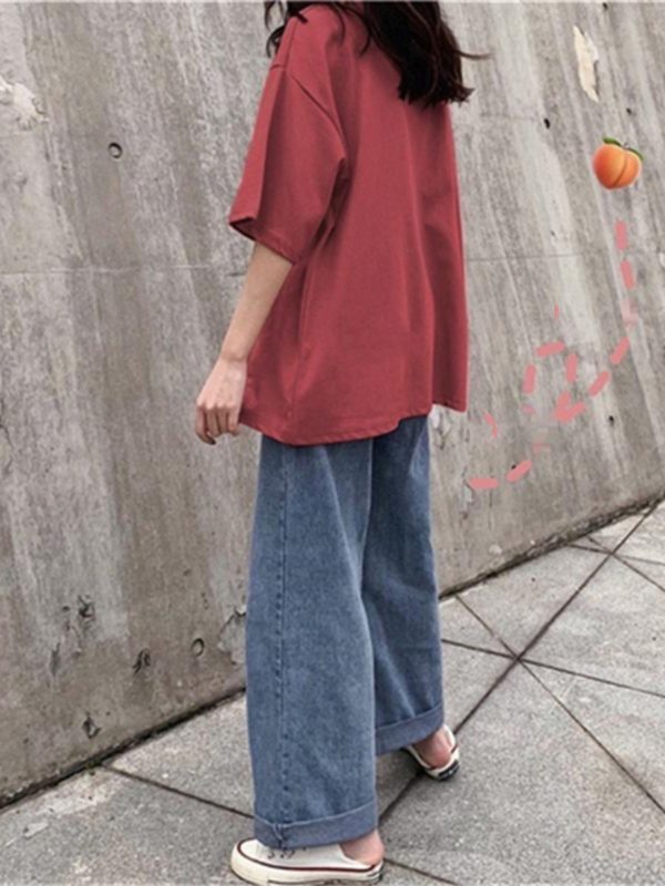 Plus Size Korean Style Loose Short Sleeve T-Shirt for Women, Harajuku Fashion, Cotton Half Sleeve Top, Trendy Y2K Ins Style
