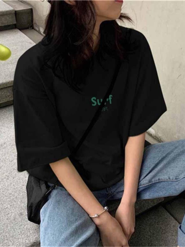 Plus Size Korean Style Loose Short Sleeve T-Shirt for Women, Harajuku Fashion, Cotton Half Sleeve Top, Trendy Y2K Ins Style