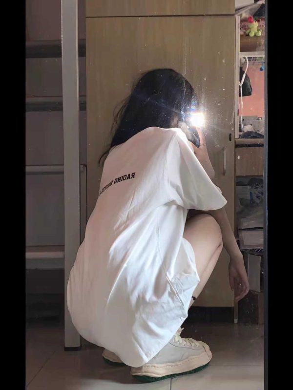 Plus-Size Oversized American-Style Pure Cotton Short Sleeve T-Shirt for Women - Casual Loose Fit Mid-Length Top