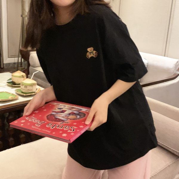 Plus Size Oversized Cotton Short Sleeve T-Shirt for Women, Loose Hong Kong Style Unisex Tee with Five-Point Sleeves, Casual Fashion