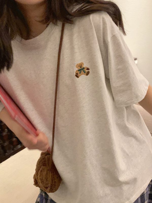 Plus Size Oversized Cotton Short Sleeve T-Shirt for Women, Loose Hong Kong Style Unisex Tee with Five-Point Sleeves, Casual Fashion