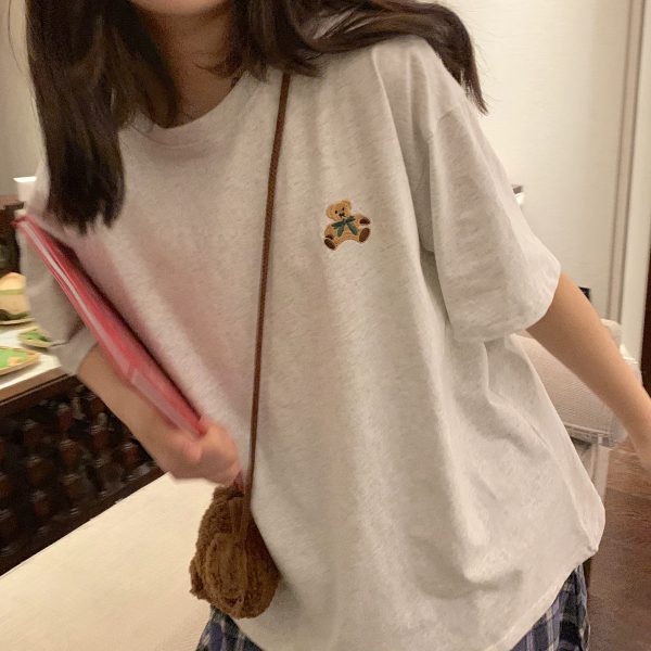 Plus Size Oversized Cotton Short Sleeve T-Shirt for Women, Loose Hong Kong Style Unisex Tee with Five-Point Sleeves, Casual Fashion