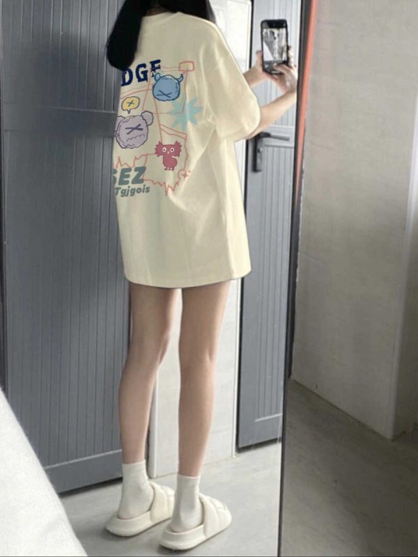 Plus Size Oversized Short Sleeve T-Shirt for Men and Women, Trendy Loose Fit Cotton Couple Top, Casual Streetwear
