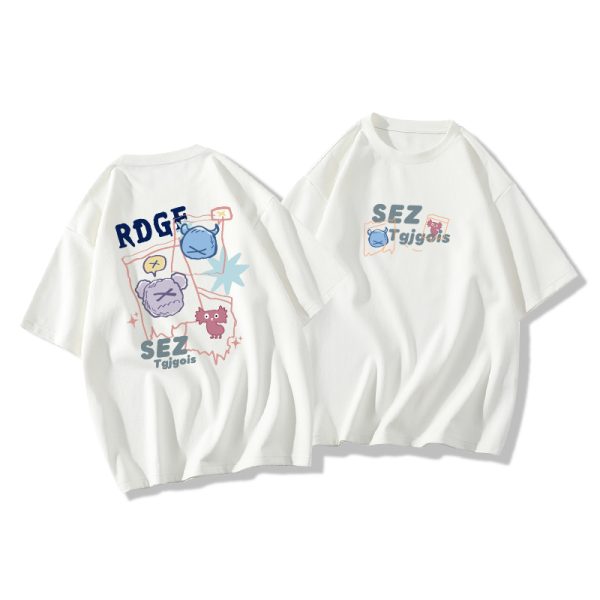 Plus Size Oversized Short Sleeve T-Shirt for Men and Women, Trendy Loose Fit Cotton Couple Top, Casual Streetwear