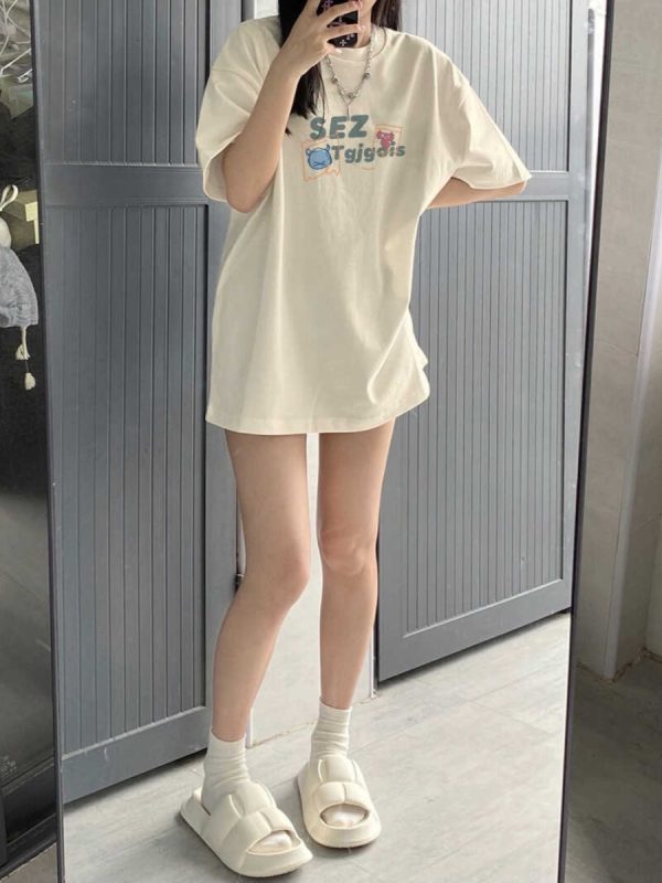 Plus Size Oversized Short Sleeve T-Shirt for Men and Women, Trendy Loose Fit Cotton Couple Top, Casual Streetwear